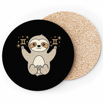 Discover Gemini Zodiac Sloth Embracing Duality Magic Coasters