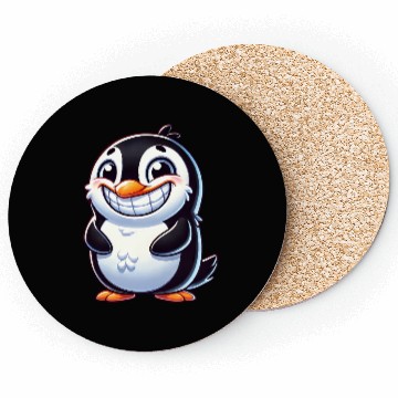 Discover Cute Penguin Cartoon Smiling Laughing Joy Coasters