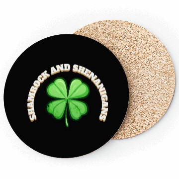 Discover Shamrock and Sheninanigans 4-Leaf Clover Graphic Coasters