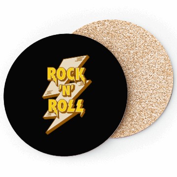 Discover Rock'N'Roll Sign With Lightning Bolt Coasters