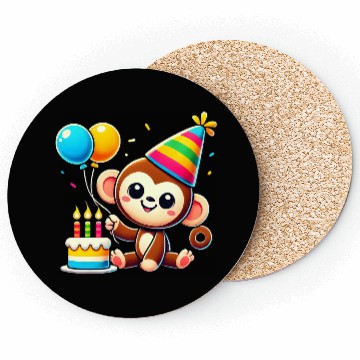 Discover Monkey Kid Celebrating Birthday Coasters