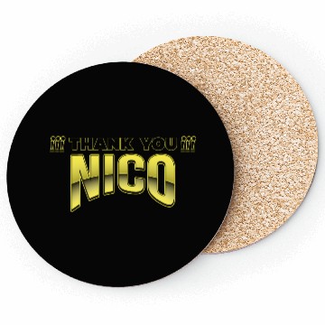 Discover Thank you nico Coasters design yellow