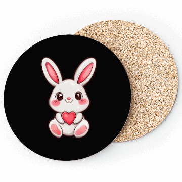 Discover Sweet bunny embracing a heart in its paws Coasters