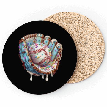 Discover Baseball Drip Ice Cream Sprinkles Baseball Glove Coasters