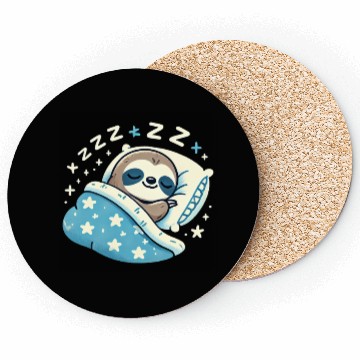 Discover Sloth Sleeping In Bed At Night Time Coasters