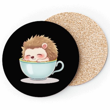 Discover Cute hedgehog relaxing in a light blue cup Coasters