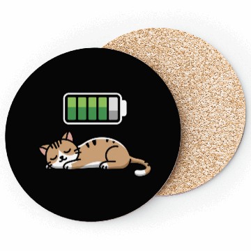 Discover Cat Sleeping Recharging Night Bedtime Coasters