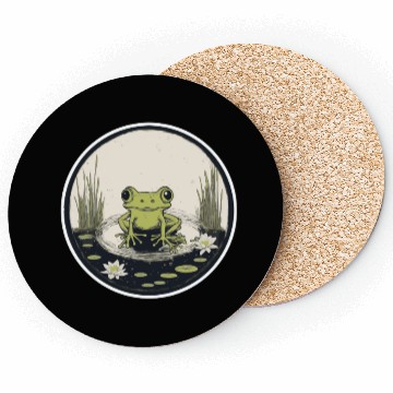 Discover Serene Frog in a Tranquil Pond Coasters