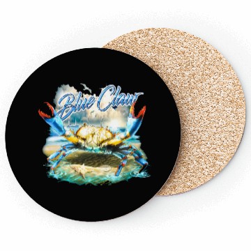 Discover Bass Fishing Blue Claw Crab Coasters