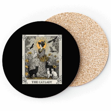 Discover The Cat Lady Tarot Card Vintage Gothic Cat Mom Coasters