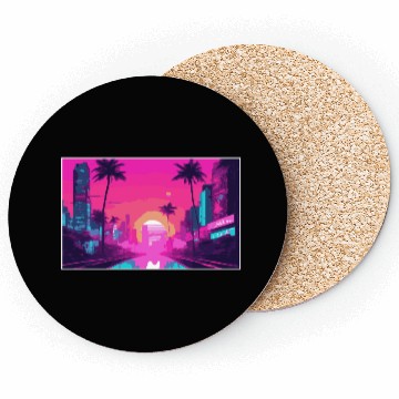 Discover Neon Paradise Vaporwave Sunset Vibes Coasters