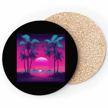 Discover Neon Paradise Vaporwave Sunset Vibes Coasters