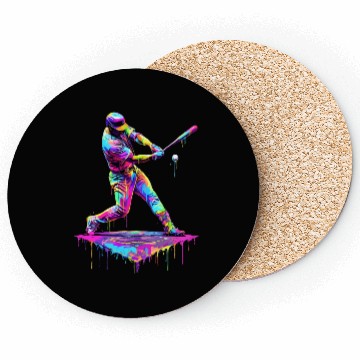 Discover Ice Cream Drip Baseball Bat Baseball Player Coasters