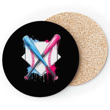 Discover Ice Cream Drip Baseball Bat Baseball Player Coasters