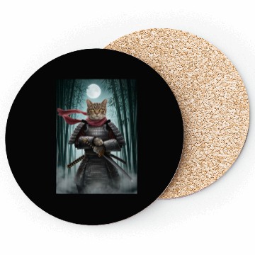Discover Japanese Cat Samurai Cat Coasters
