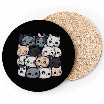 Discover Cute Cat Pile: Adorable Kittens Stack Coasters