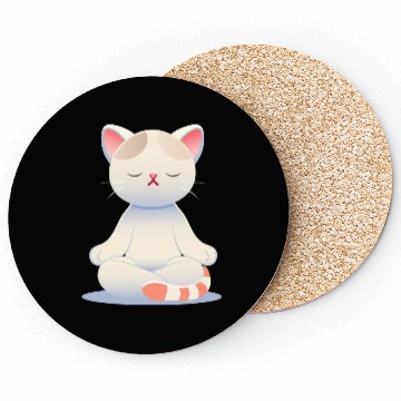 Discover Zen cat - mindfulness in soft colors Coasters