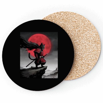Discover Japanese Cat Samurai Cat Coasters