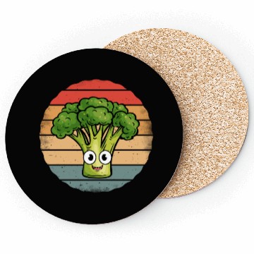 Discover Cute Smiling Broccoli Retro Vintage Sunset Coasters