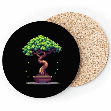 Discover Pixel Bonsai Tree – Retro Nature Serenity Coasters