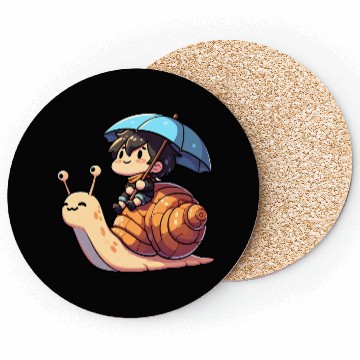 Discover Chibi Snail Rider's Rainy Day Adventure . Coasters