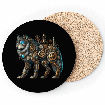 Discover Steampunk Wolf Coasters, Mechanical Wolf Design
