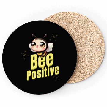 Discover Bee Positive Kawaii Illustration Coasters