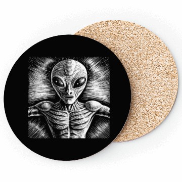 Discover Grey Alien Engraving Coasters