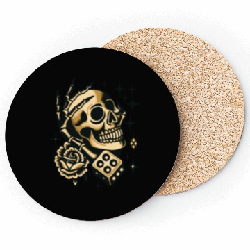 Discover Gold Skull In Hand Coasters