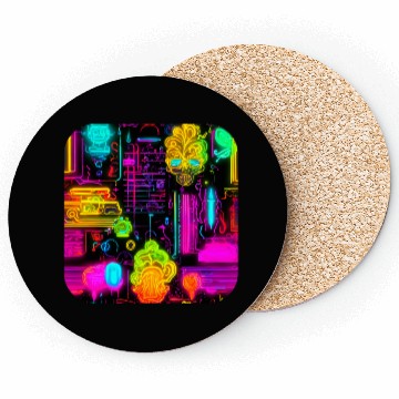 Discover Neon UV Style Vintage 80s Retro Coasters