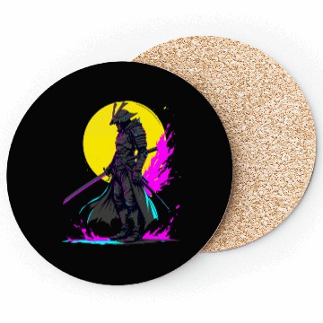 Discover Cyberpunk Samurai Warrior Neon Art Design Coasters