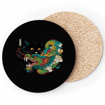 Discover Ukiyo-e Black Cat Chinese Dragon Coasters