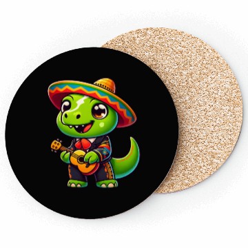 Discover Dino Mariachi Cinco de Mayo Guitar Coasters