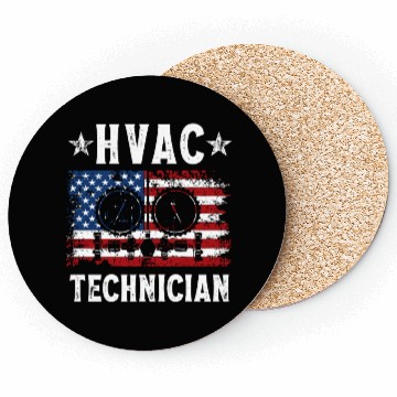 Discover HVAC Technician Patriotic US American Flag Coasters