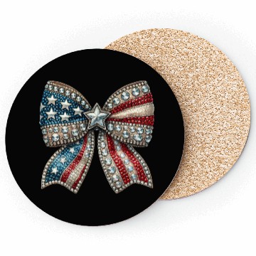 Discover Patriotic Rhinestone Bow Coasters