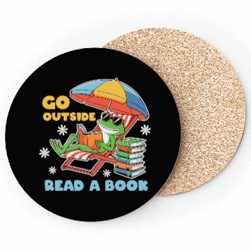 Discover Book Lover Frog Summer Beach Relaxing Reading Coasters