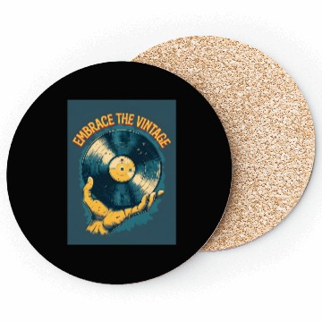 Discover Retro Vinyl Record Held Coasters