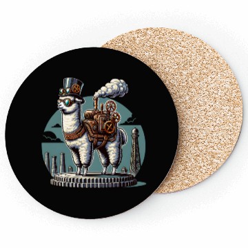Discover Steampunk Llama With Top Hat and Gears Coasters