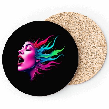 Discover Neon Soundwave Face - Music Lovers Coasters