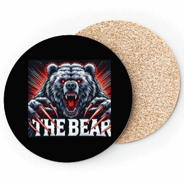 Discover Black White Illustrated The Bear Coasters