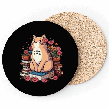 Discover Book Cat Floral Coasters