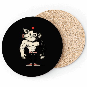 Discover Half Pig, Half Ape – Full Muscle Love Coasters