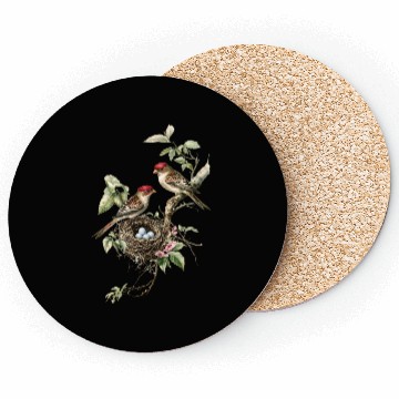 Discover Vintage Bird Nest Illustration Coasters