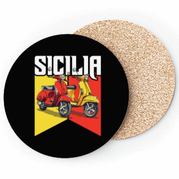 Discover Sicilia Flag Coasters - Sicilian Scooters Sicily