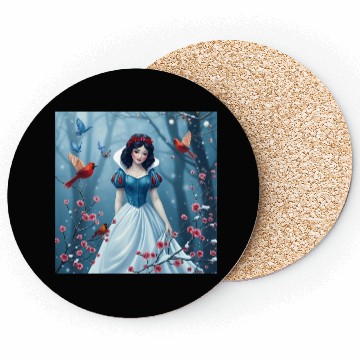 Discover Snow White fantasy with birds. Coasters