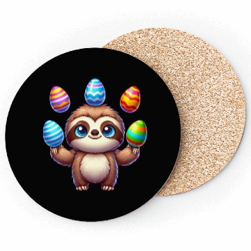 Discover Easter Sloth Egg Juggler colorful eggs Coasters