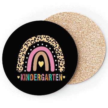 Discover Kindergarten Teacher Leopard Rainbow Teacher Coasters