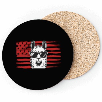 Discover Llama US Flag Llama Alpaca Coasters