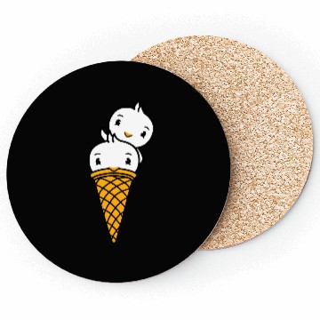 Discover Two Birds Ice Cream Waffle Scoops Greeting Waving Coasters