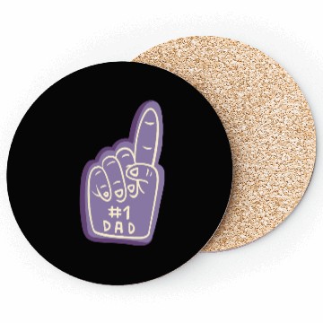 Discover #1 Dad – Purple Foam Finger Badge Coasters